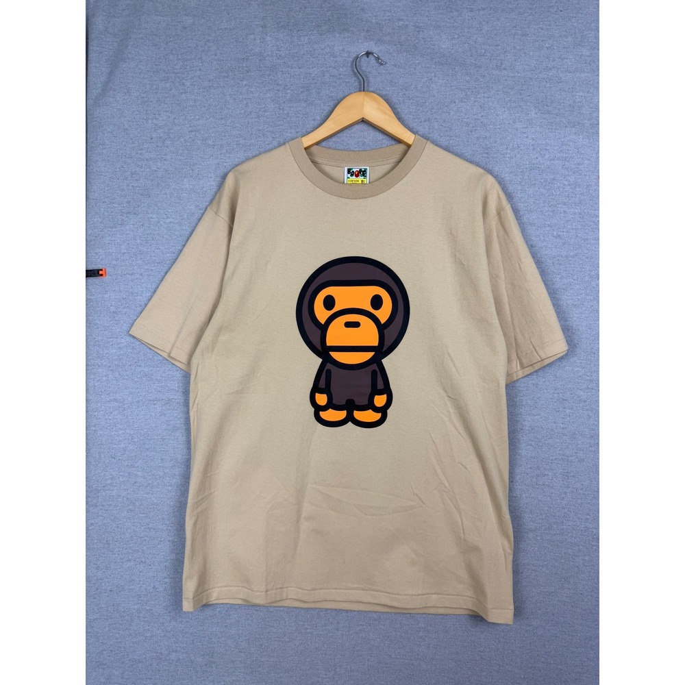 A‎ Bathing Ape BAPE Baby Milo Tan Beige Graphic T-Shirt XL 002TEJ801002M